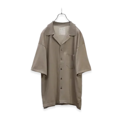 ANCELLM Open Collar Knit S/S Shirt "Gray"
