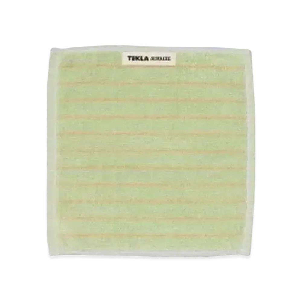 AURALEE x Tekla Wash Cloth "Light Moss Stripes"