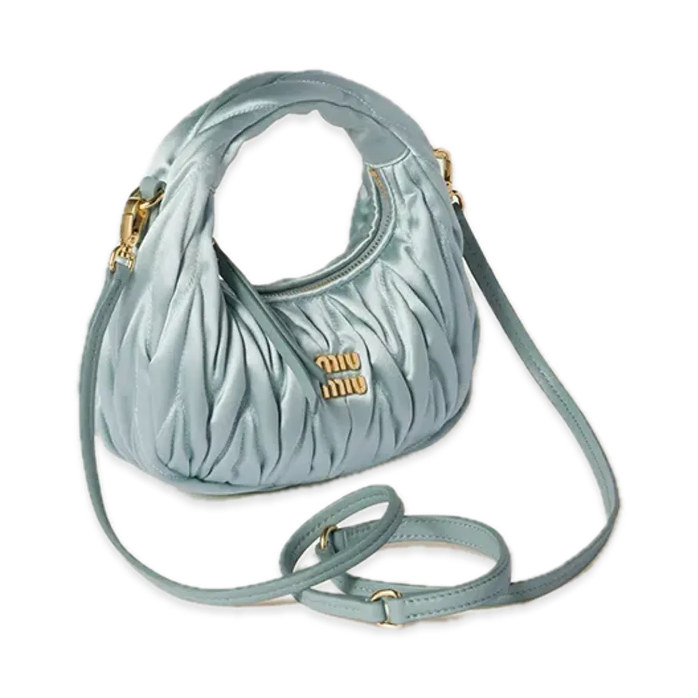 MIU MIU Wander Matelasse Leather Hobo Mini Bag "Soy Green"
