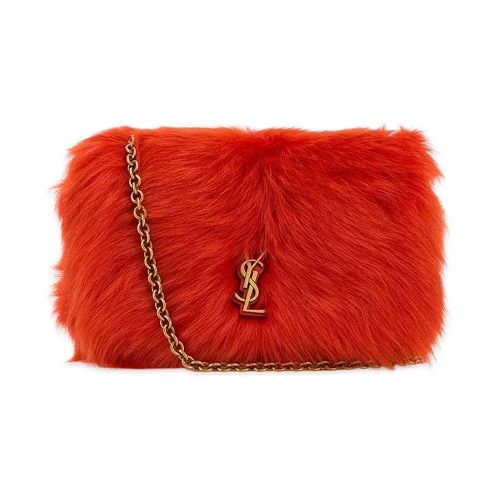 Saint Laurent Women's Fur Mini Jamie 4.3 Shoulder Bag "Orange"