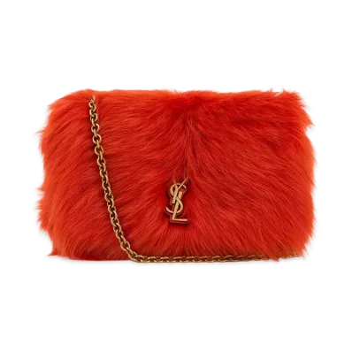 Saint Laurent Women's Fur Mini Jamie 4.3 Shoulder Bag "Orange"