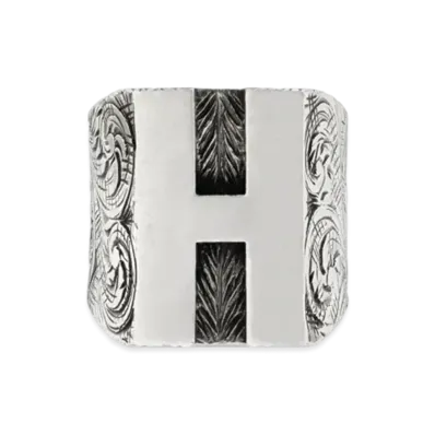 GUCCI Alphabet "H" Silver Ring "Silver"