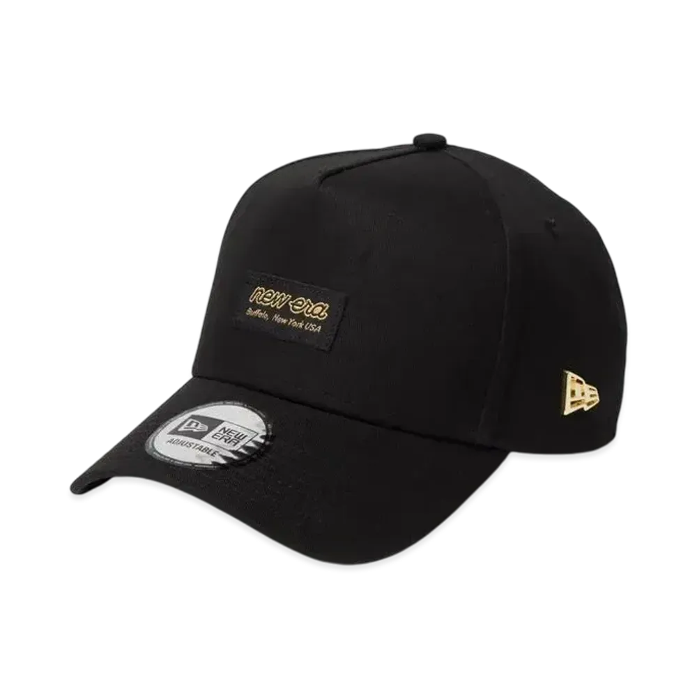NEW ERA 9Forty A-Frame Metal Flag Black Woven Patch "Black/Gold"