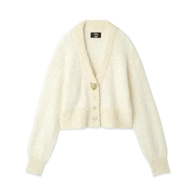 FURFUR x Philly chocolate Cat Button Tweed Cardigan "White"