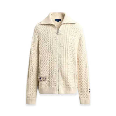 ZARA x CHAMPION Cable Knit Jacquard Jacket "Ecru"