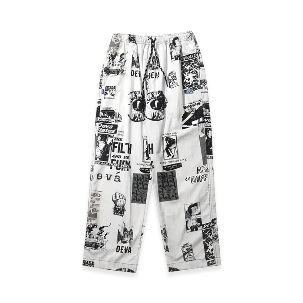 Deva States Printed Easy Pants "White/Black"