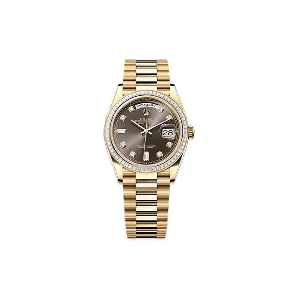 ROLEX Day-Date 36mm Yellow Gold Diamond 128398TBR "Dark Grey"