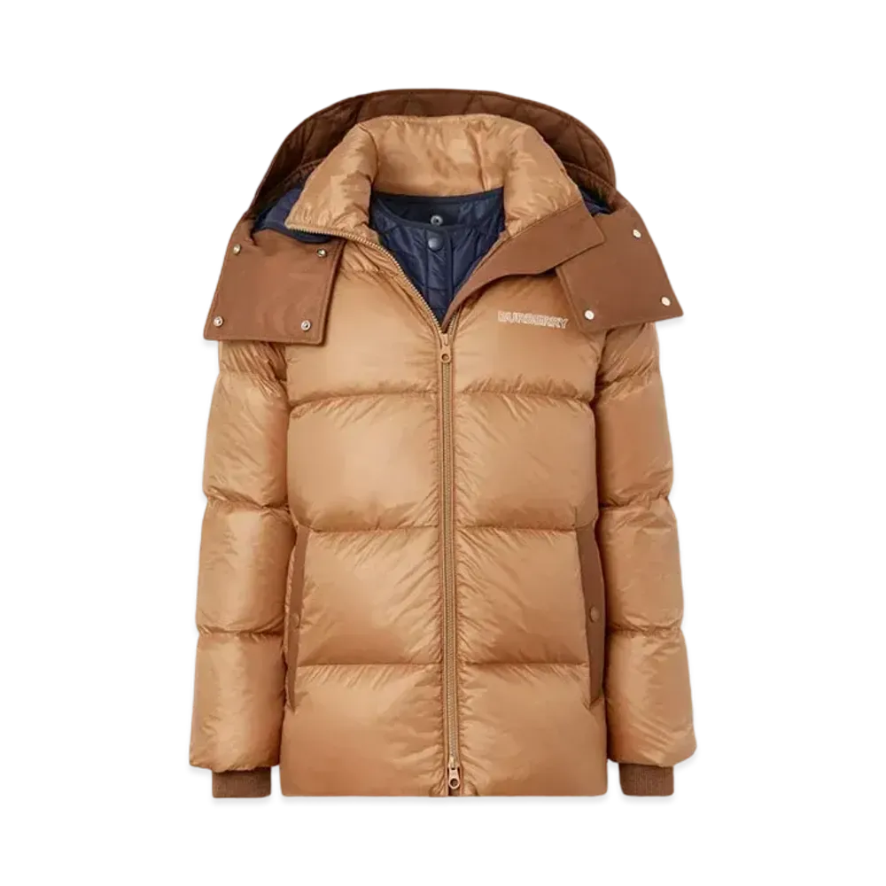 Burberry Nylon Hooded Puffer Jacket With Detachable Warmer "Muted Brown"