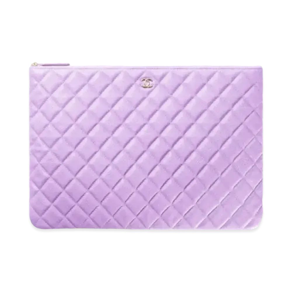CHANEL Classic Large Pouch Grain Shiny Calfskin "Purple"