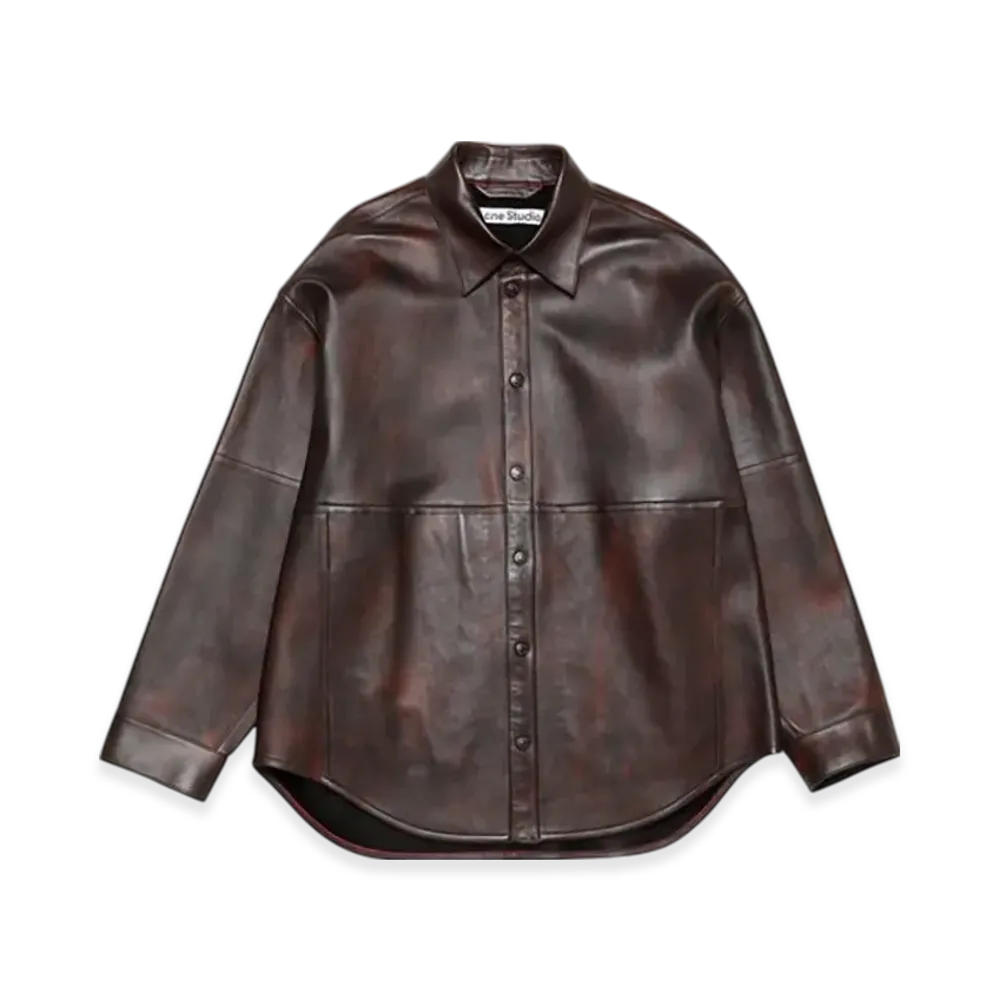 Acne Studios Leather shirt jacket "Red/Black"