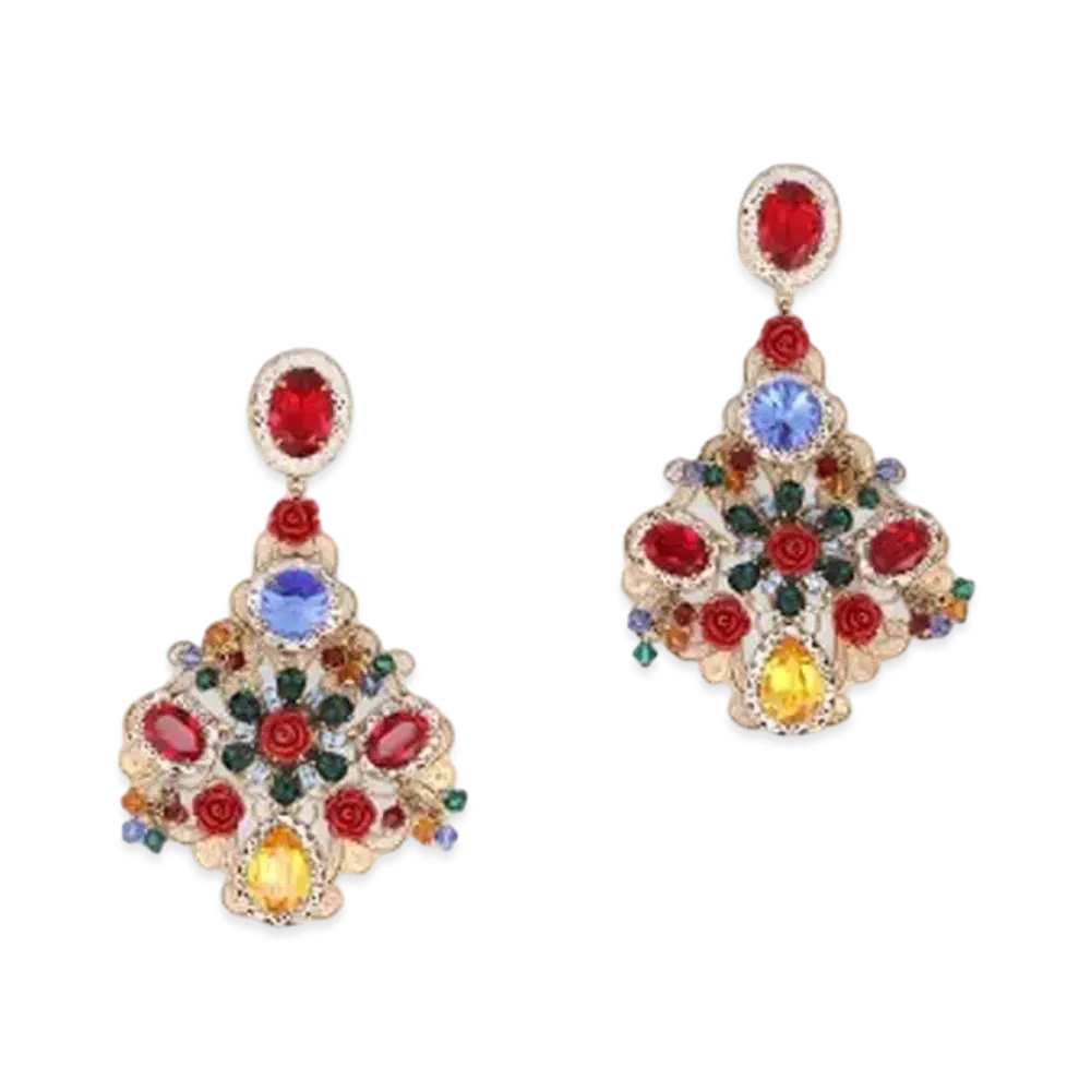 Dolce&Gabbana Drop Earrings With Rhinestone Accents "Multicolor"