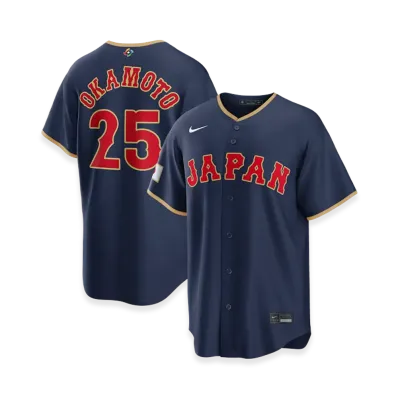 Nike 2026WBC World Baseball Classic Kazuma Okamoto Japan Baseball Road Stadium Jersey "Navy"