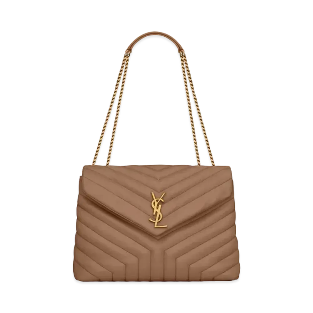 Saint Laurent Loulou Medium In Matelasse Y Leather "Taupe"
