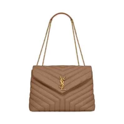 Saint Laurent Loulou Medium In Matelasse Y Leather "Taupe"
