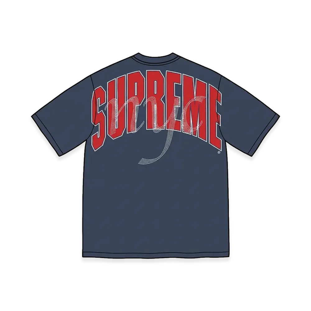 Supreme Rhinestone Script S/S Top "Navy"