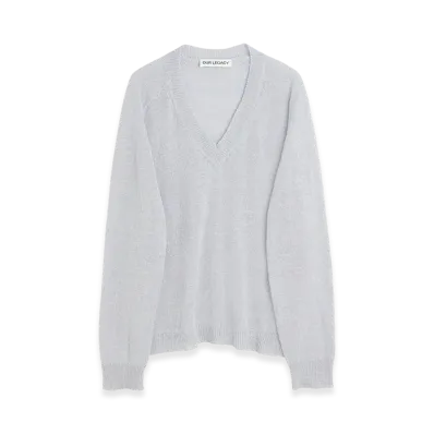 OUR LEGACY Rue V-Neck "Powder Blue Cyclone Linen"