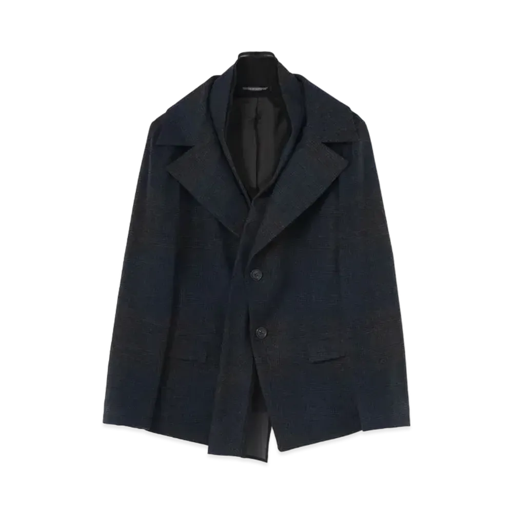 Yohji Yamamoto GLEN CHECK STALL JKT "Dark Gray"