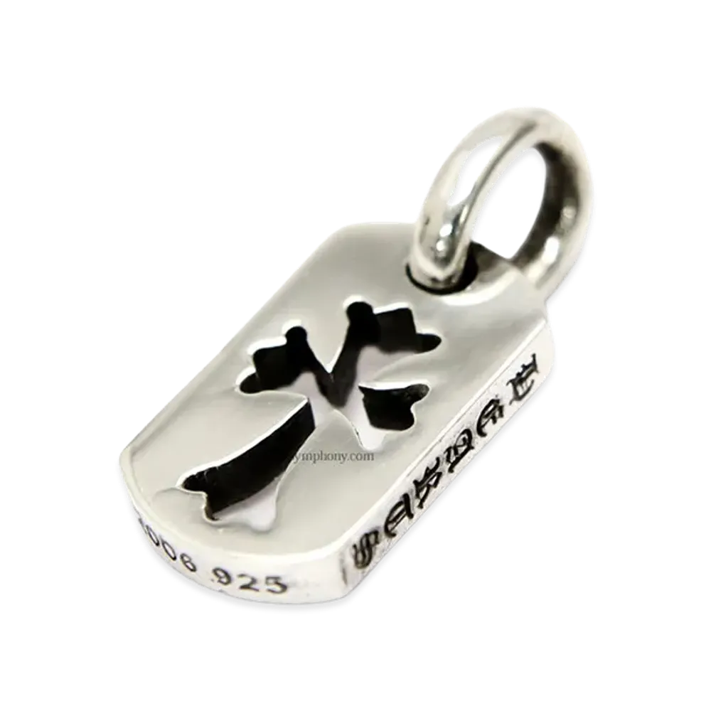 Chrome Hearts Dog Tag Tiny Cut Out Cross with Diamond "Silver"