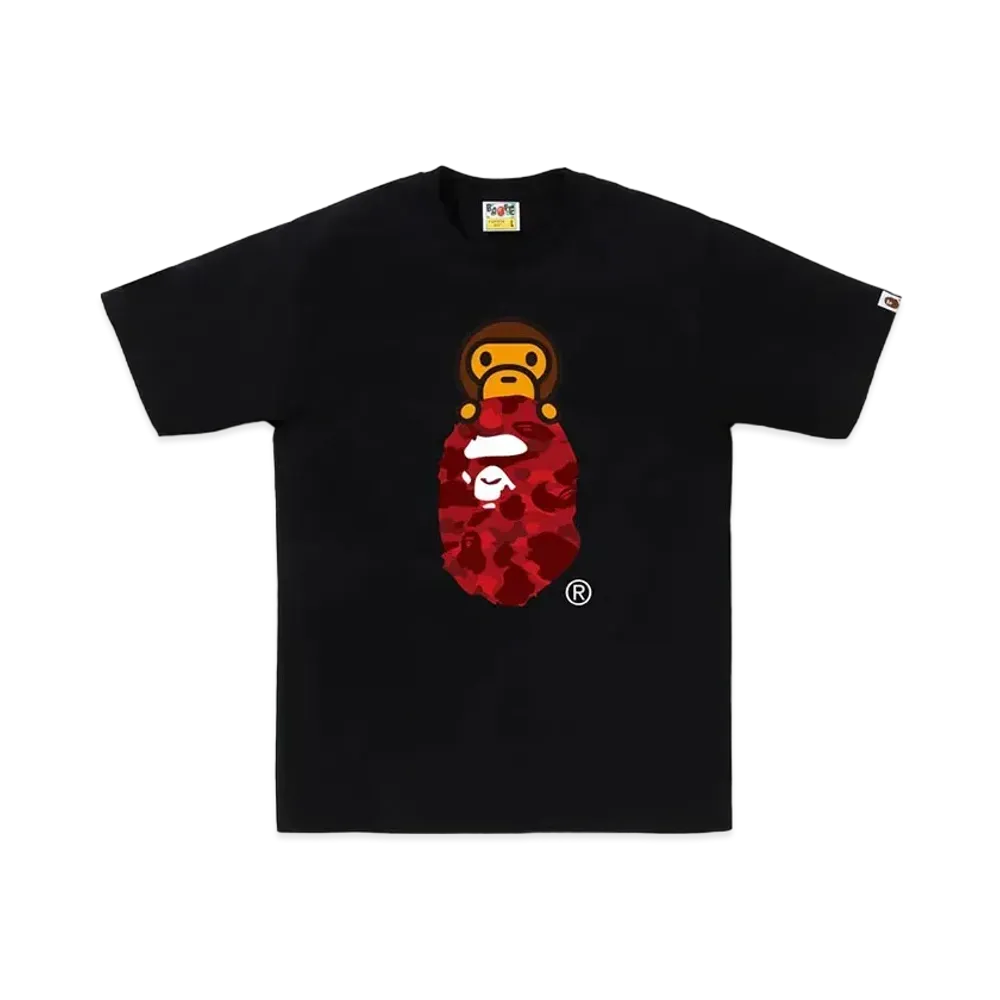 A BATHING APE Color Camo Milo On Ape Head Tee "Black/Red"
