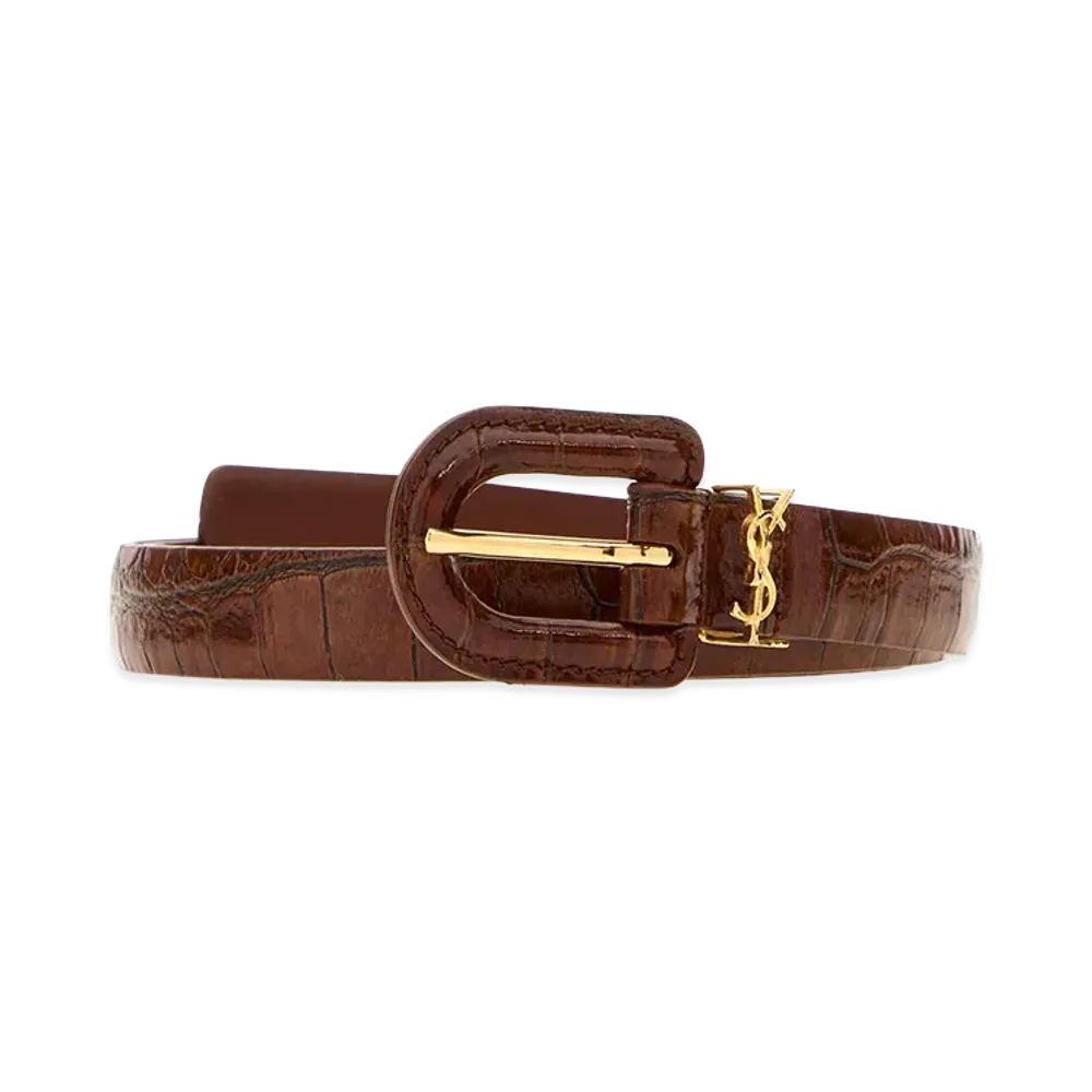 Saint Laurent Women's Leather Belt "Brown"
