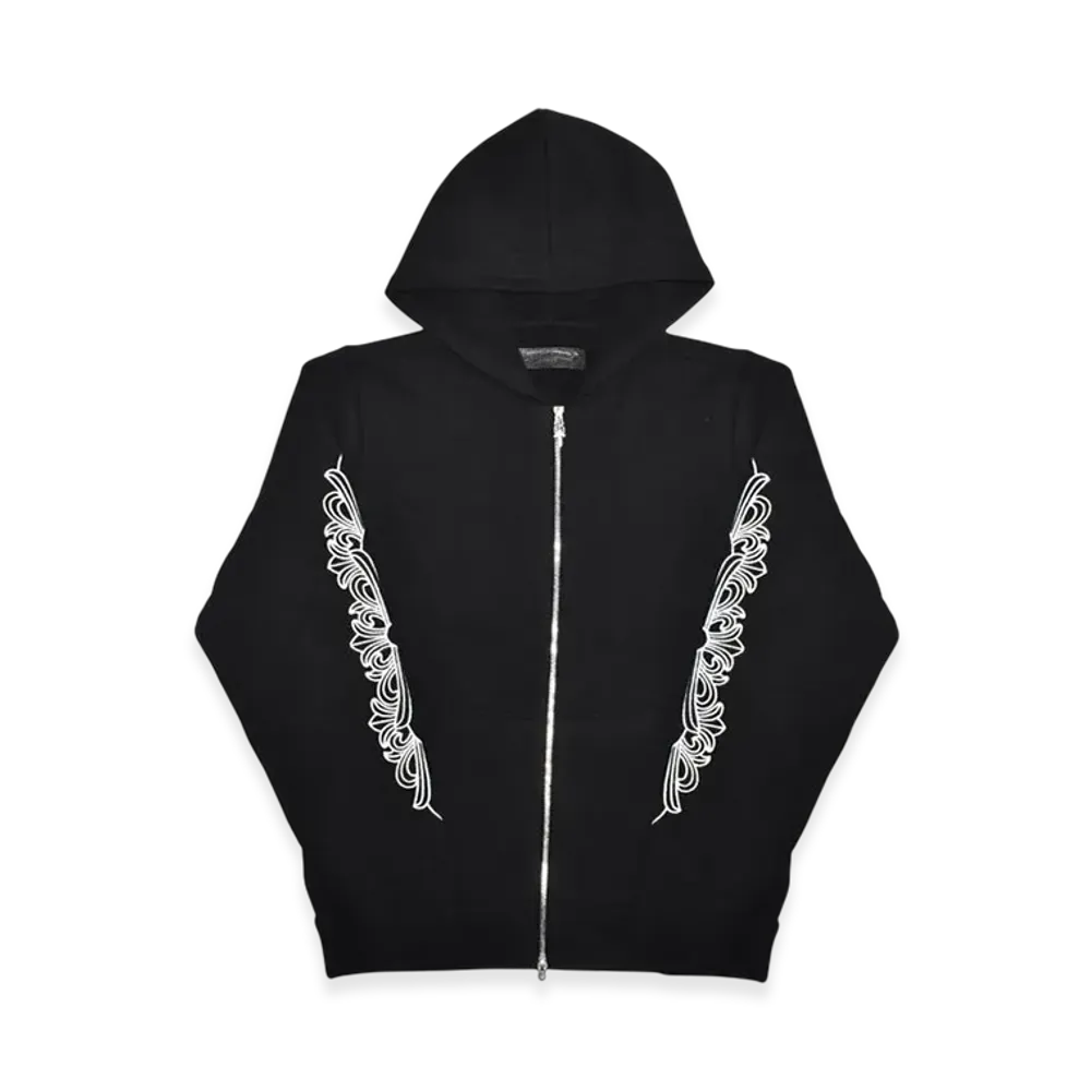 Chrome Hearts Cashmere Floral Cross Dagger & Cross Ball Zip Up Hoodie "Black"