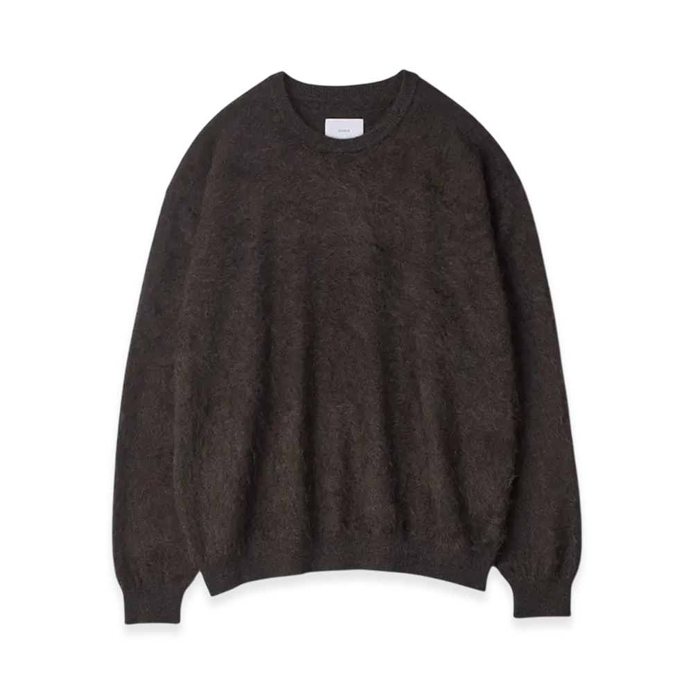 ssstein Cashmere Shaggy Knit Crew Neck LS "Dark Brown"