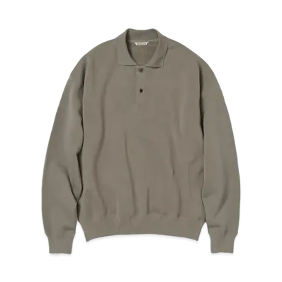 AURALEE Smooth Soft Sweat Polo "Olive Brown"