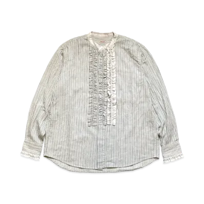 KAPITAL COTTON STRIPED FRILLE PRAGUE SHIRT "Quinity"