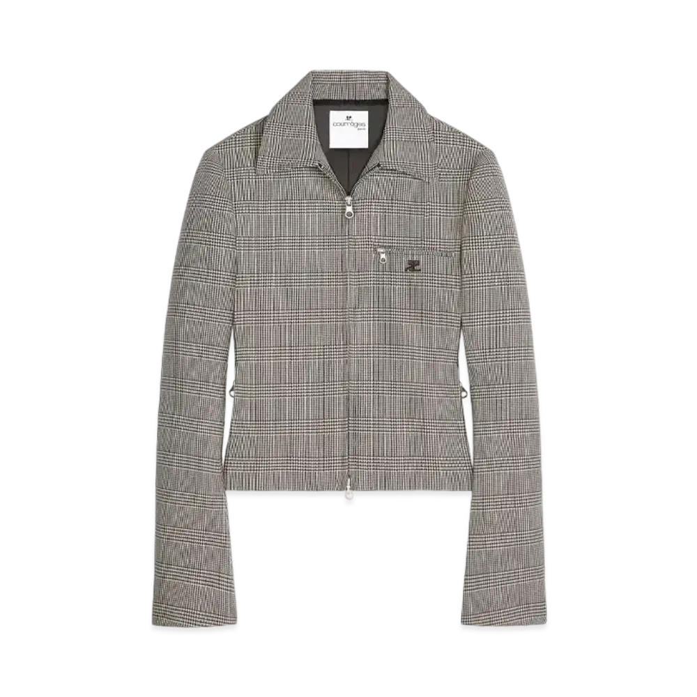 Courreges Zipped Prince Of Wales Jacket "Sand/Mud Brown"