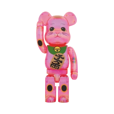 Bearbrick Maneki Neko Pink Transparent Plating 1000%