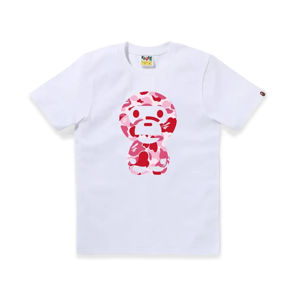 A BATHING APE Women's ABC Camo Big Baby Milo Tee "White/Pink"