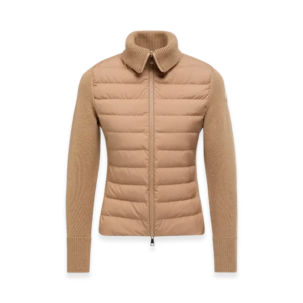 MONCLER Padded Wool Zip-Up Cardigan "Beige"