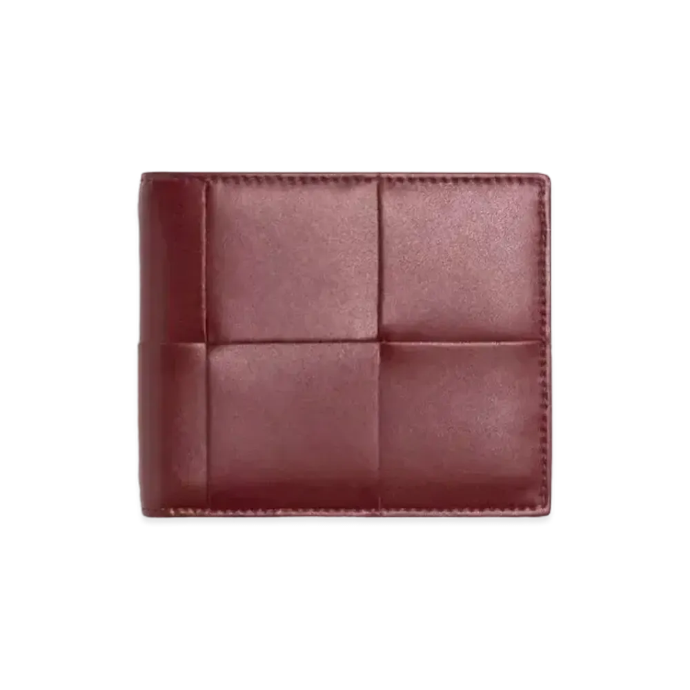 Bottega Veneta Casette Maxi Intrecciato Calfskin Bi-fold Wallet "Barolo"