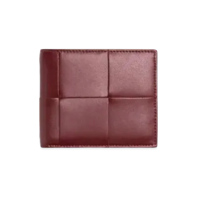 Bottega Veneta Casette Maxi Intrecciato Calfskin Bi-fold Wallet "Barolo"