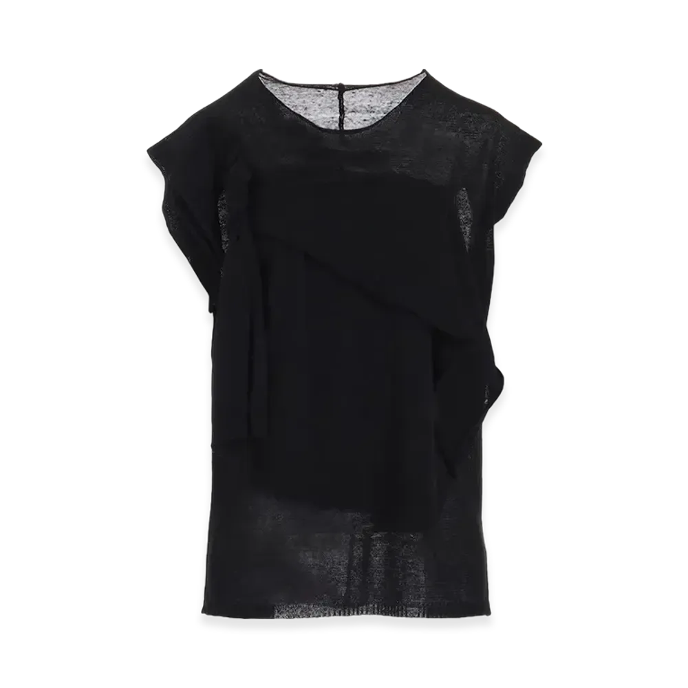 Yohji Yamamoto 10G14G Plain Stitch Draped French Sleeves Po "Black"