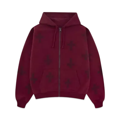 Unknown London Cross Zip Hoodie "Red"