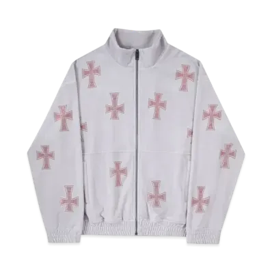 Unknown London Velour Rhinestone Track Jacket "Grey"