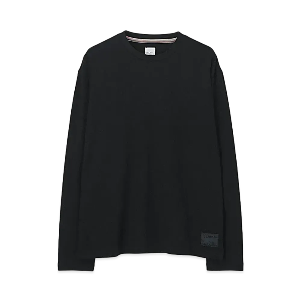 Paul Smith Cropped Logo Jacquard Check Long Sleeve Cut And Sew "Black"