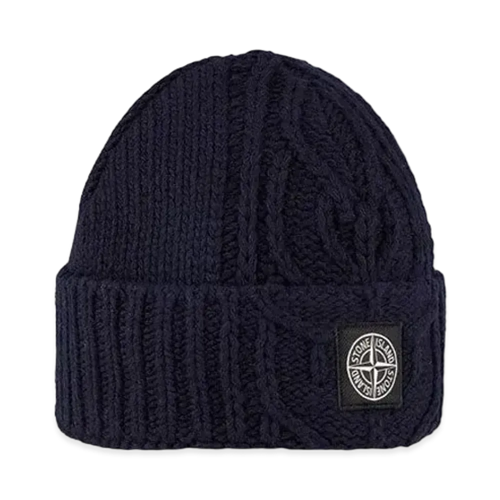 Stone Island N18D8 LAMBSWOOL WITH ARAN MOTIF "Blue"