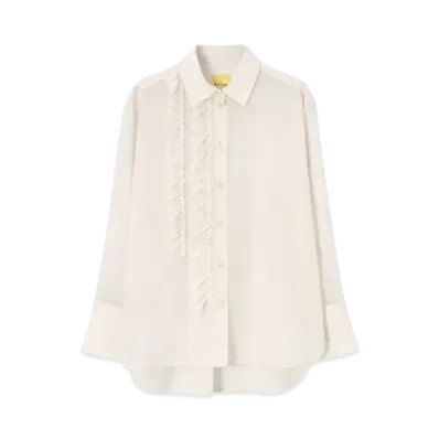 Paul Smith Women's Wool Ruffle Blouse "OffWhite"