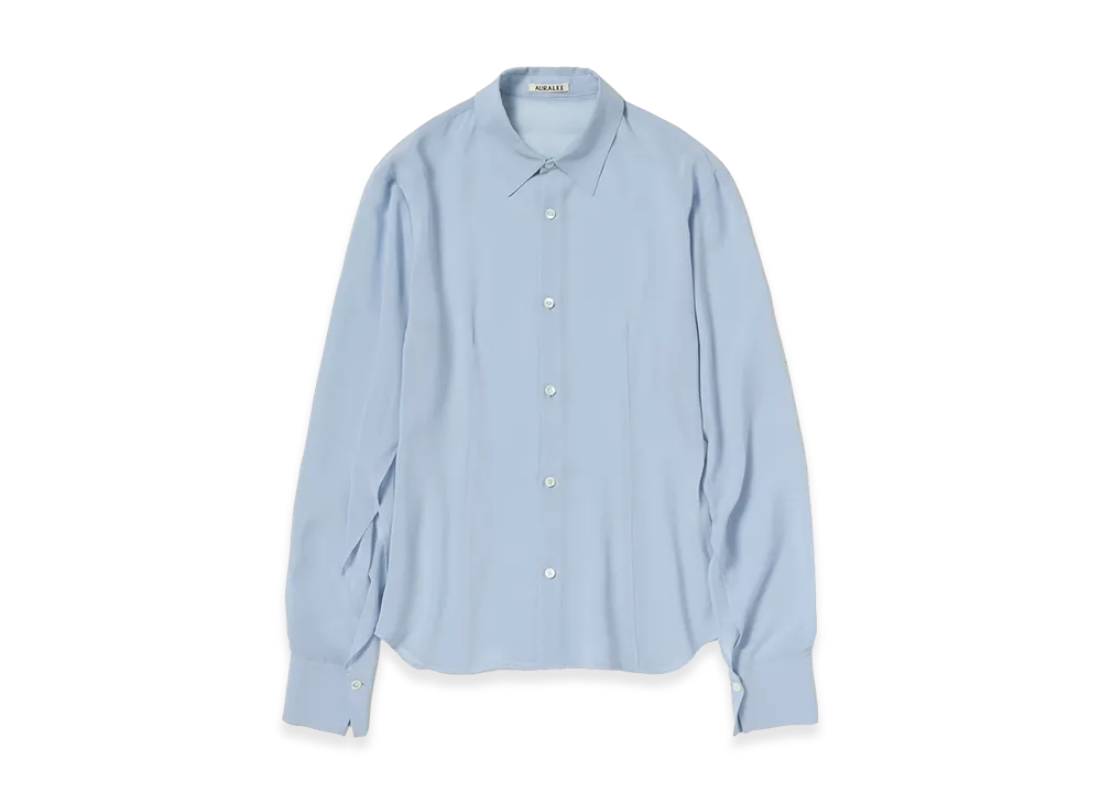AURALEE Women's Airy Silk Georgette Shirt "Light Blue"