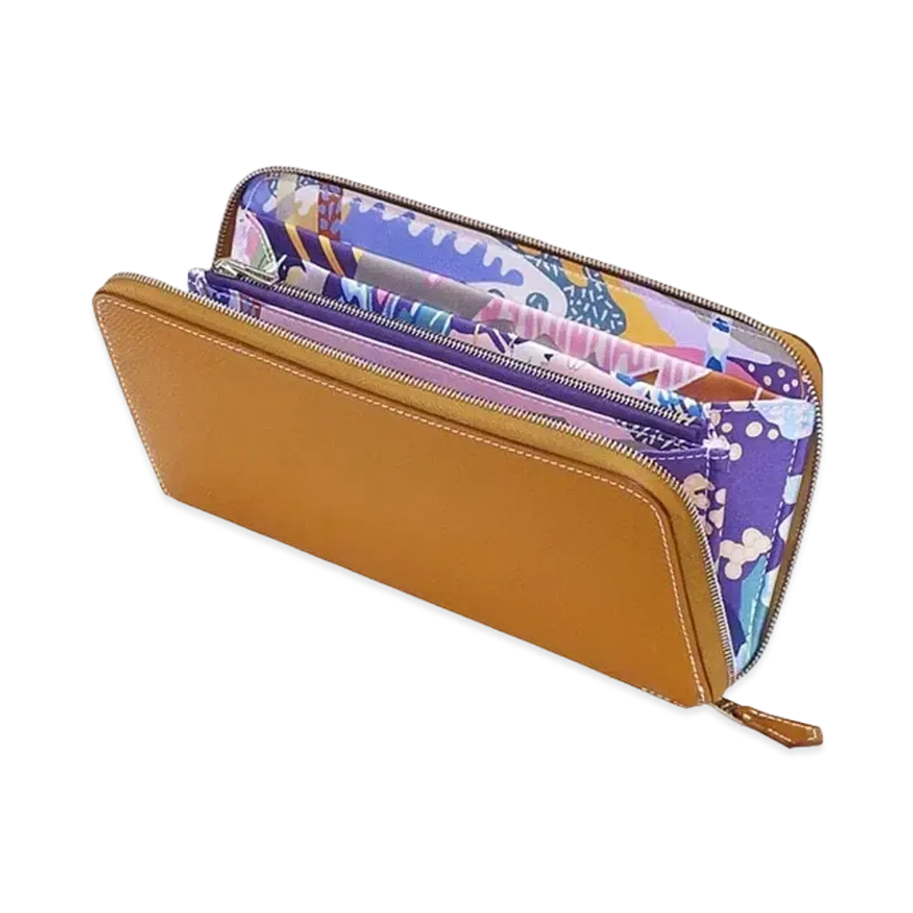 Hermes Azap Silk'In Long Veau Epsom/Silk "Gold/Cassis/Silver"