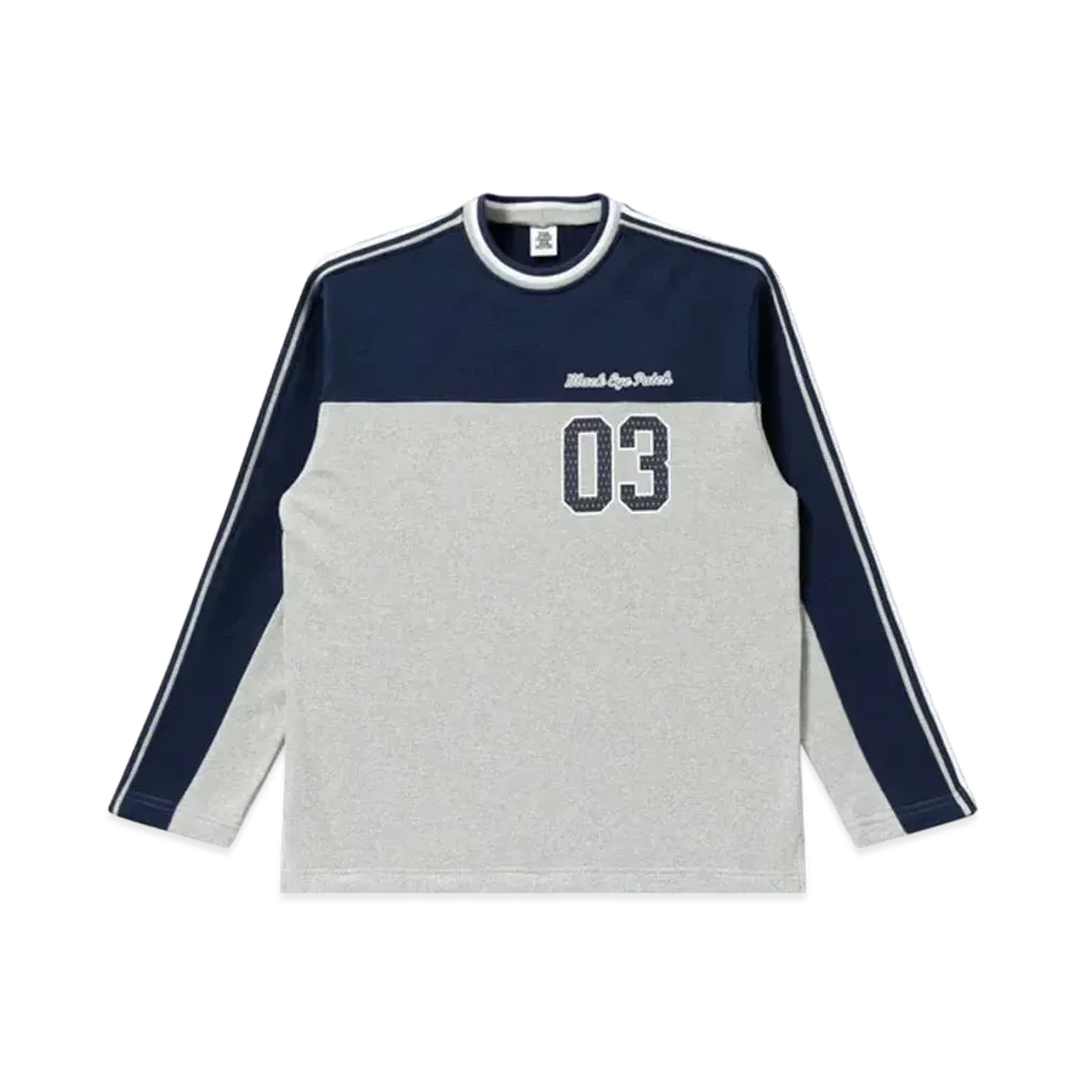 Black Eye Patch Player Ribbed Sweatshirt "Navy/Heather Gray"