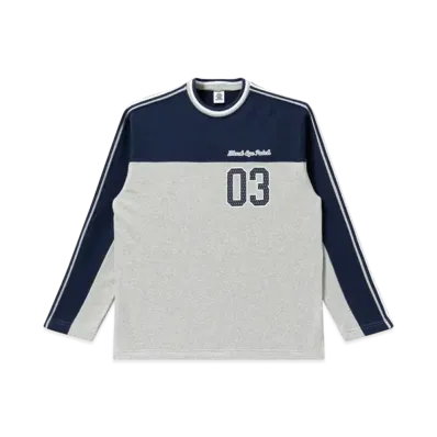 Black Eye Patch Player Ribbed Sweatshirt "Navy/Heather Gray"