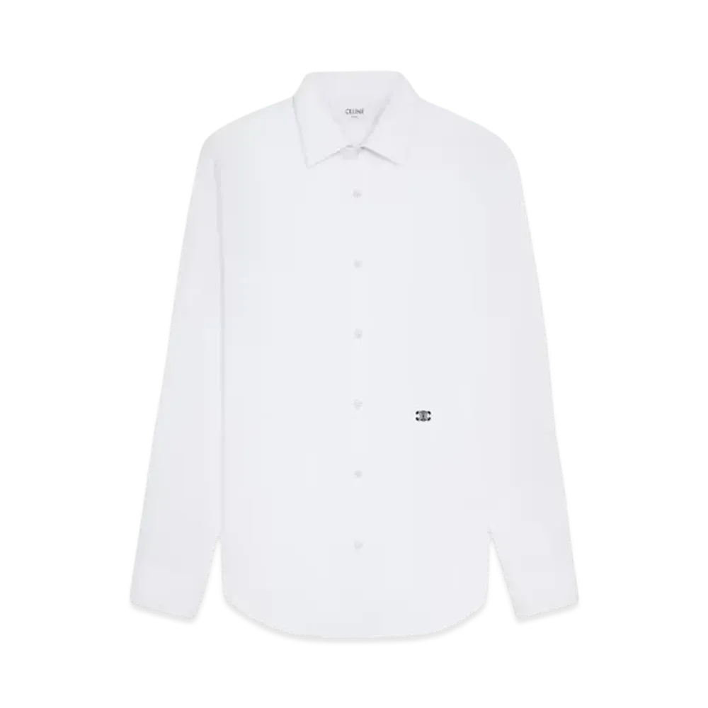 CELINE Men's Loose Shirt in Cotton Poplin "White"
