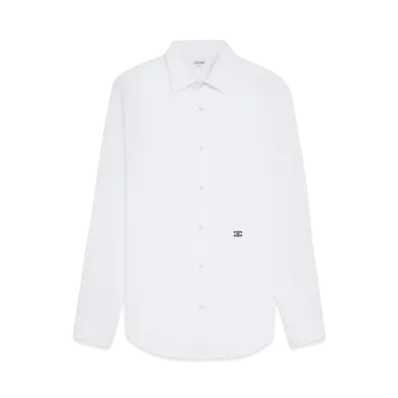 CELINE Men's Loose Shirt in Cotton Poplin "White"
