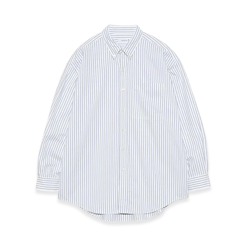 nanamica Button Down Stripe Wind Shirt "White"