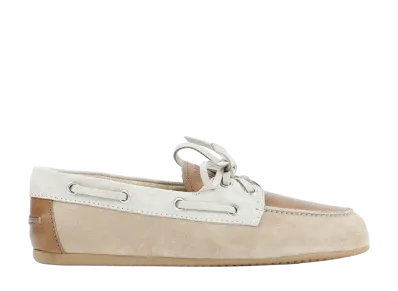 MIU MIU Women's Suede Lace-Up Loafers "Beige"