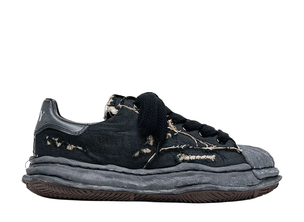Maison MIHARA YASUHIRO BLAKEY OG Sole Ripped Overdye Canvas Low-top Sneaker "Black/Black"