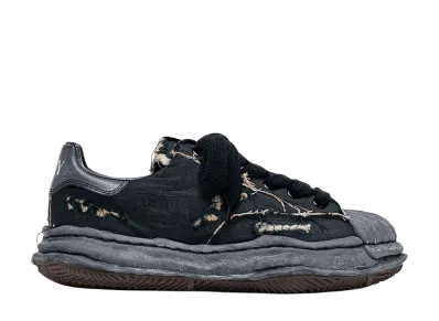Maison MIHARA YASUHIRO BLAKEY OG Sole Ripped Overdye Canvas Low-top Sneaker "Black/Black"